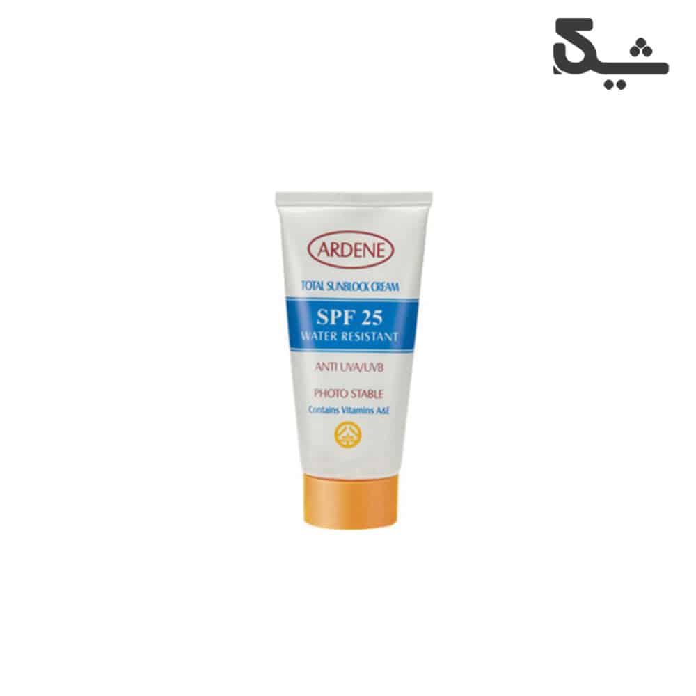 کرم ضد آفتاب بی رنگ آردن SPF25 مناسب پوست نرمال و خشک حجم ۵۰ میلی لیتر