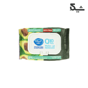 دستمال مرطوب پاک کننده آرایش دافی Q10 PLUS بسته 50 عددی