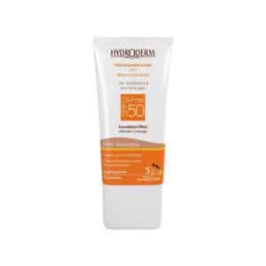 کرم ضد آفتاب فاقد چربی ۲در۱ هیدرودرم SPF50 حجم ۴۰ میلی لیتر  بژ طبیعی