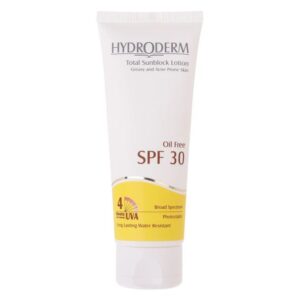 لوسیون ضد آفتاب فاقد چربی هیدرودرم مدل آکنه اند پرون اسکین SPF30 حجم ۷۵ میلی لیتر بی رنگ