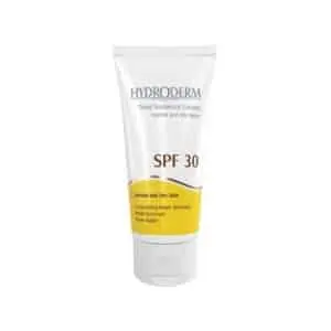 کرم ضد آفتاب هیدرودرم SPF 30 مناسب پوست های معمولی و خشک حجم ۵۰  میلی لیتر بی رنگ