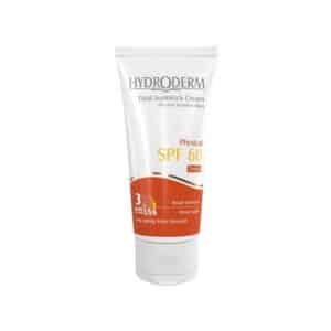 کرم ضد آفتاب فیزیکال SPF60 هیدرودرم حجم ۵۰ میلی لیتر بژ روشن